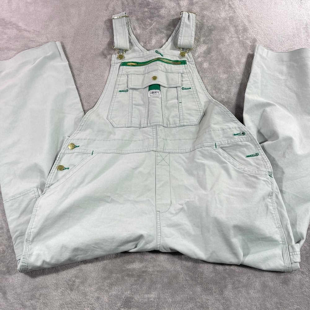 Liberty Overalls Women 40x27 Sage Green Cotton Canvas Bib Workwear Utility